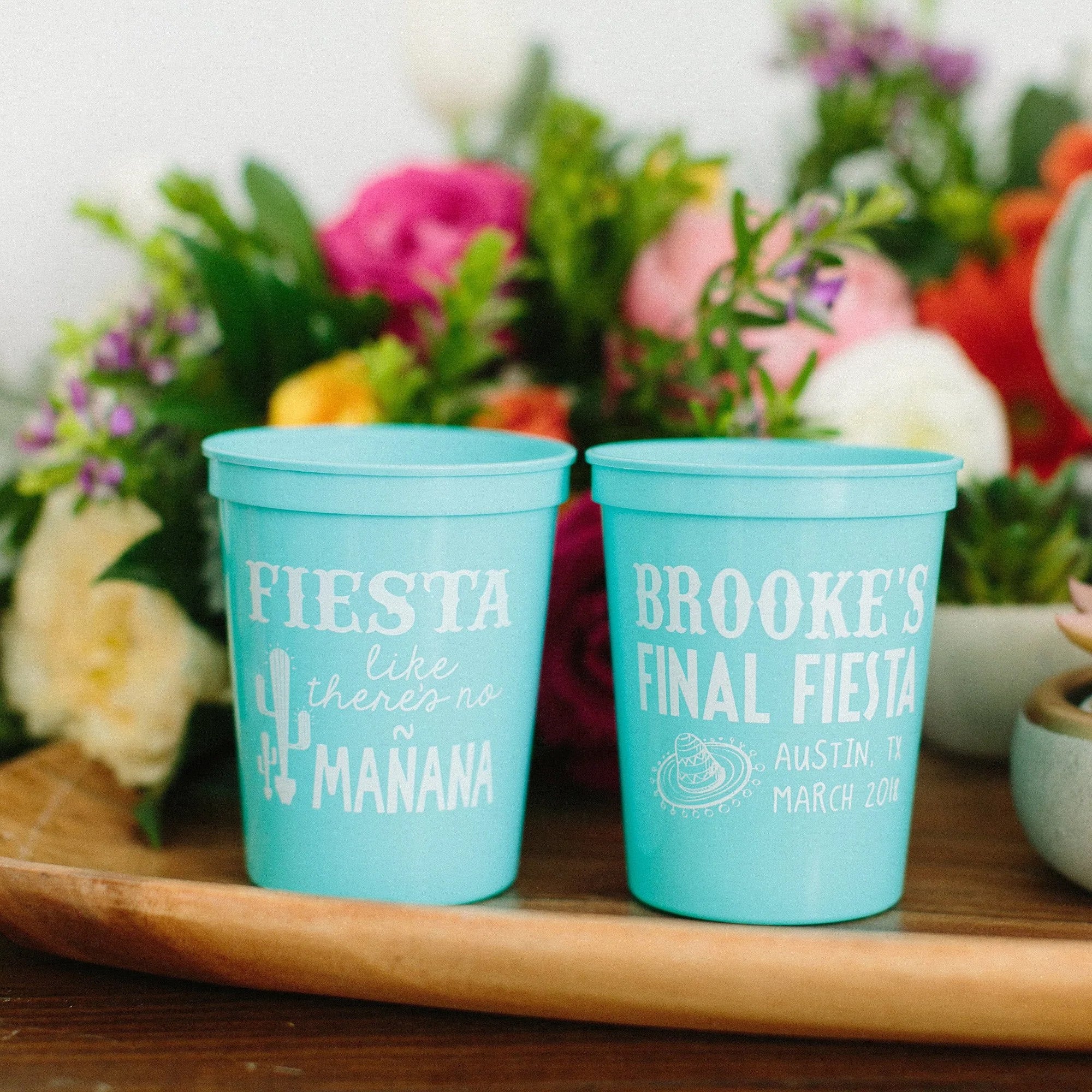 Custom Rose Gold Bachelorette Party Cups, Printed Bridal Shower