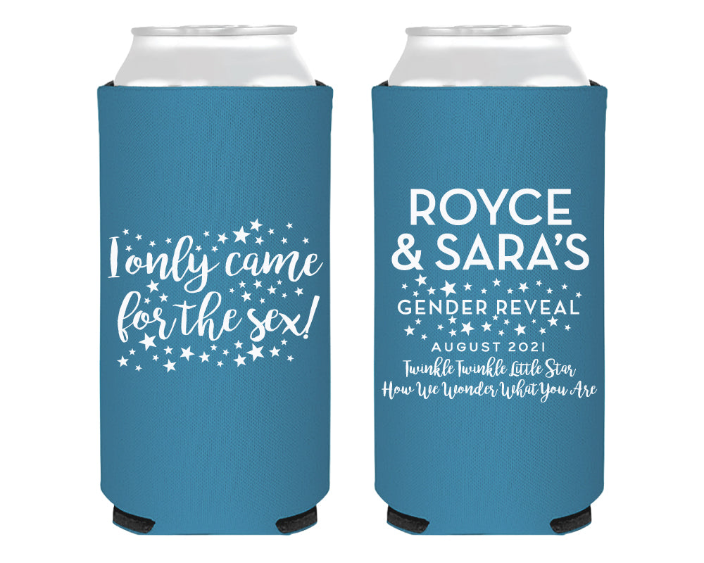 Twinkle Twinkle Star I Only Came for The Sex Gender Reveal Foam Slim Can  Cooler