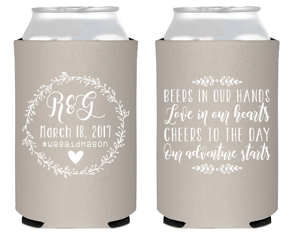 Wedding Can Coolers - Neoprene Wedding Zippered Bottle Cooler