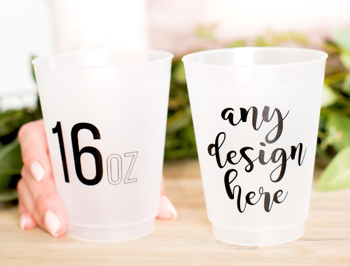 Personalized Fiesta Wedding Frosted Cups, 16oz Plastic Cup, Custom