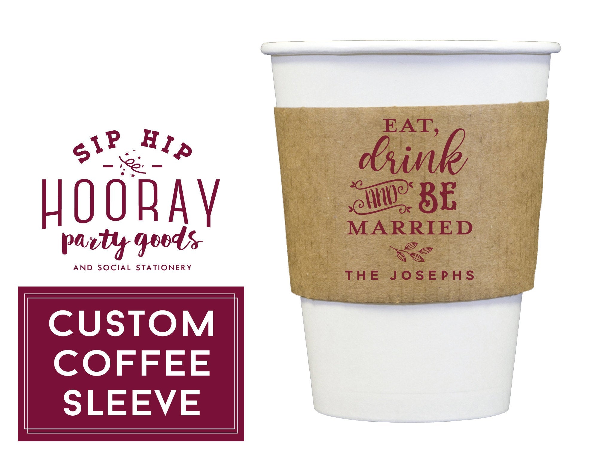 Personalized Paper Coffee Cup Sleeves for Wedding SLEEVES 