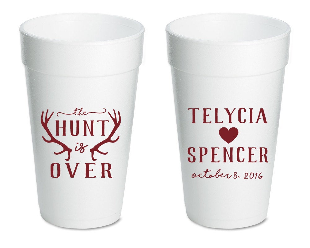 The Hunt is Over Wedding, Custom Party outlet Foam Cups, Shooting Target, Styrofoam Cups (22)