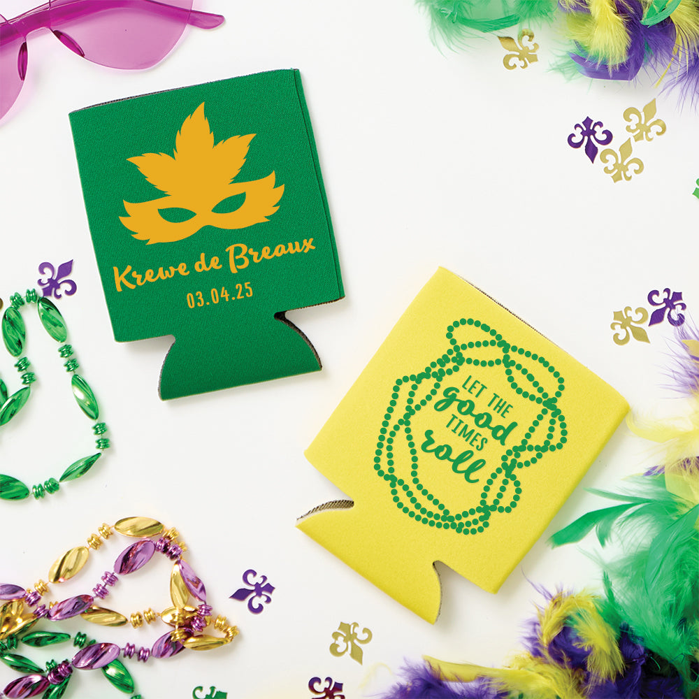 Krewe de Breaux Mardi Gras Foam Can Coolers