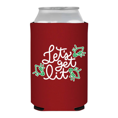 Let's Get Lit Christmas Lights Can Cooler- Christmas