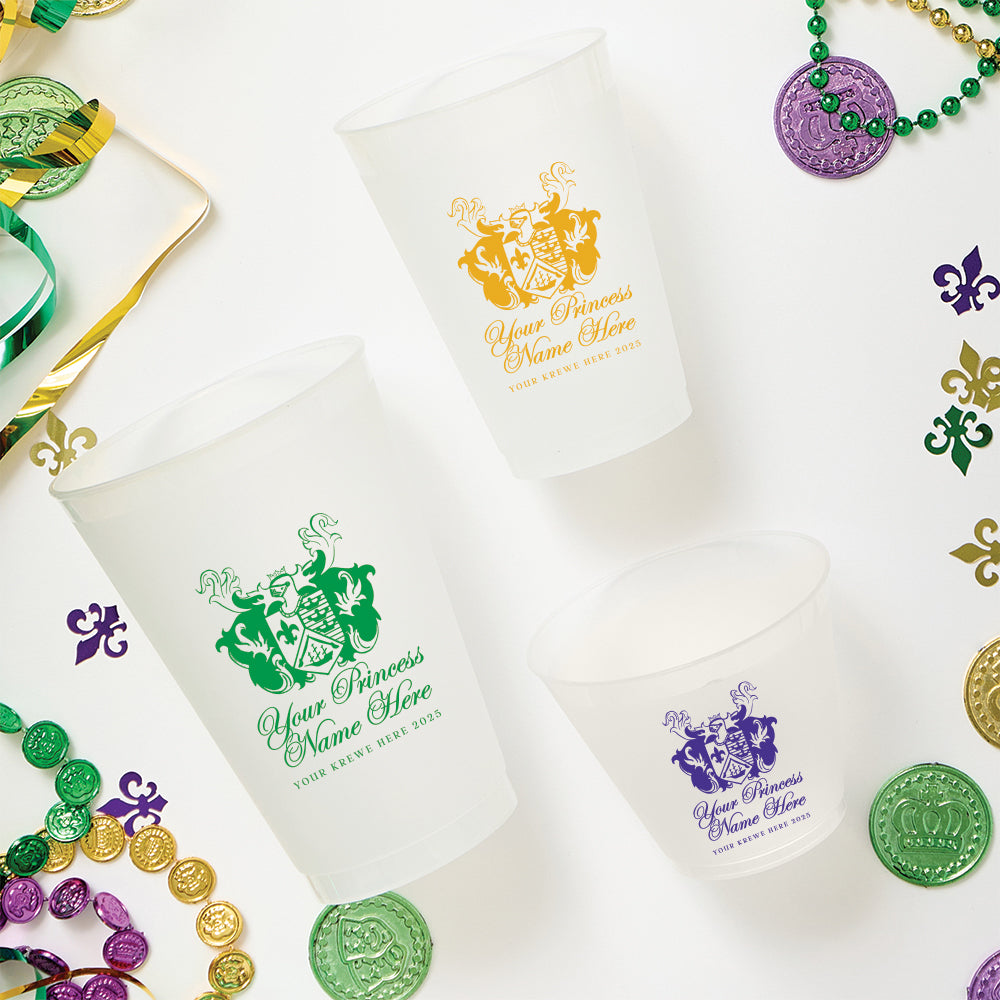 Mardi Gras Princess Crest Frosted Cups