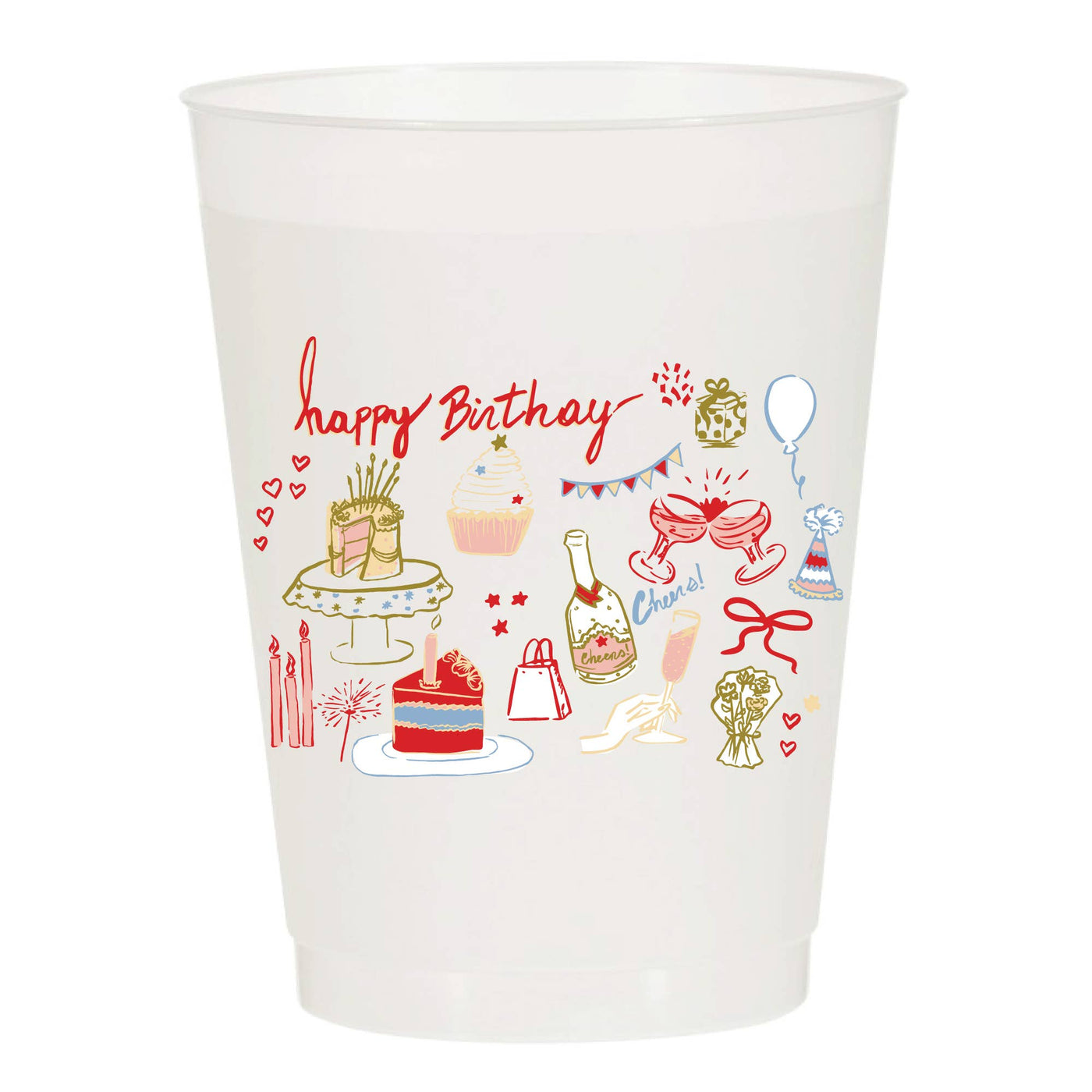 Happy Birthday Icons Frosted Cups - Birthday