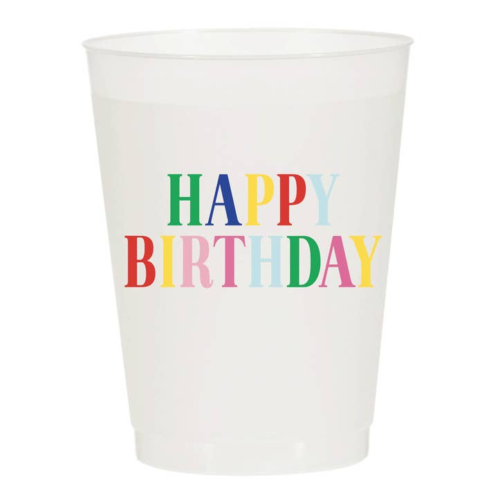 Happy Birthday Multicolor Frosted Cups - Birthday