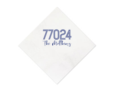 At Home Collection | Custom Zip Code Family Name Napkin, #32