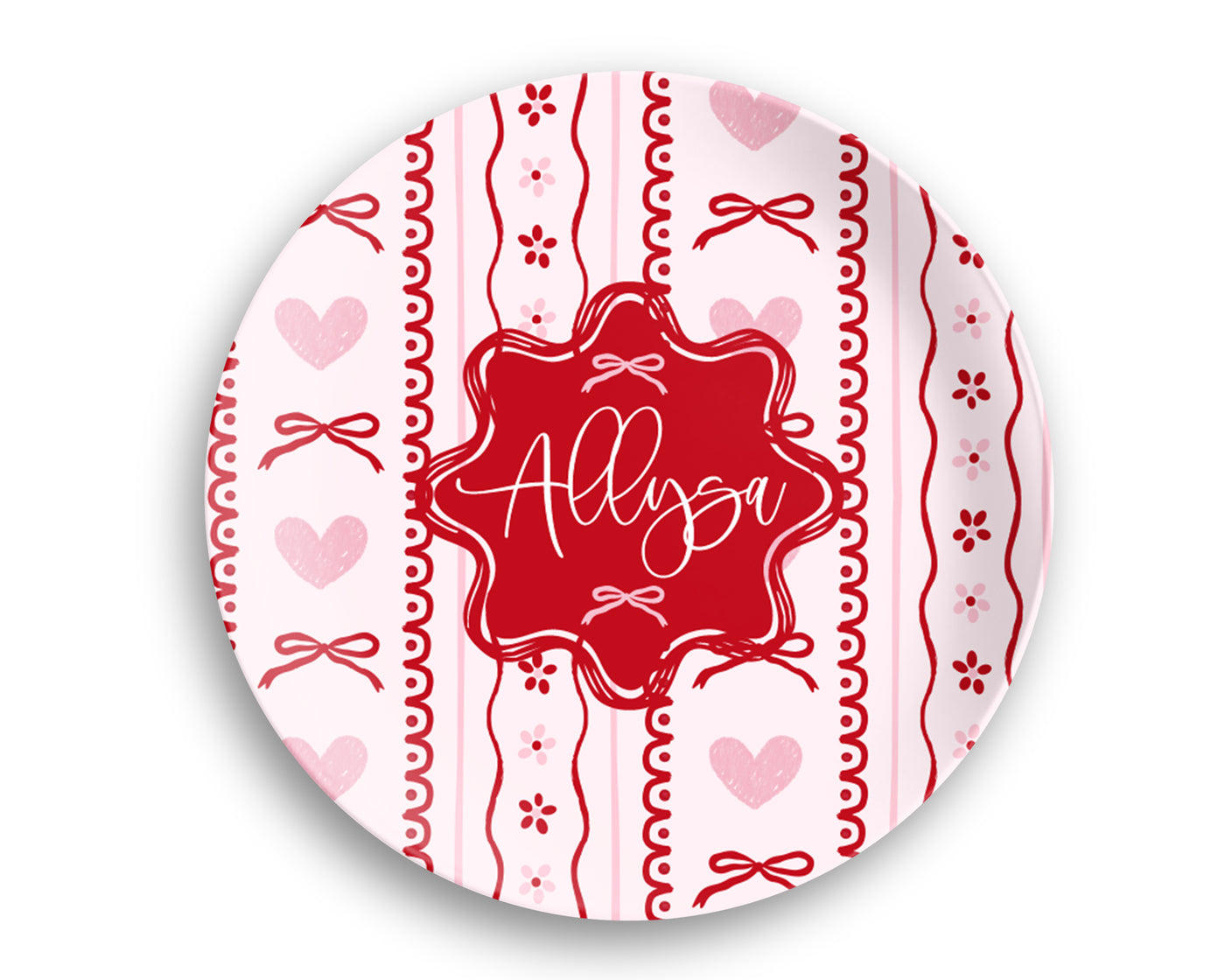 Bow Hearts Custom Valentine's Day Plate