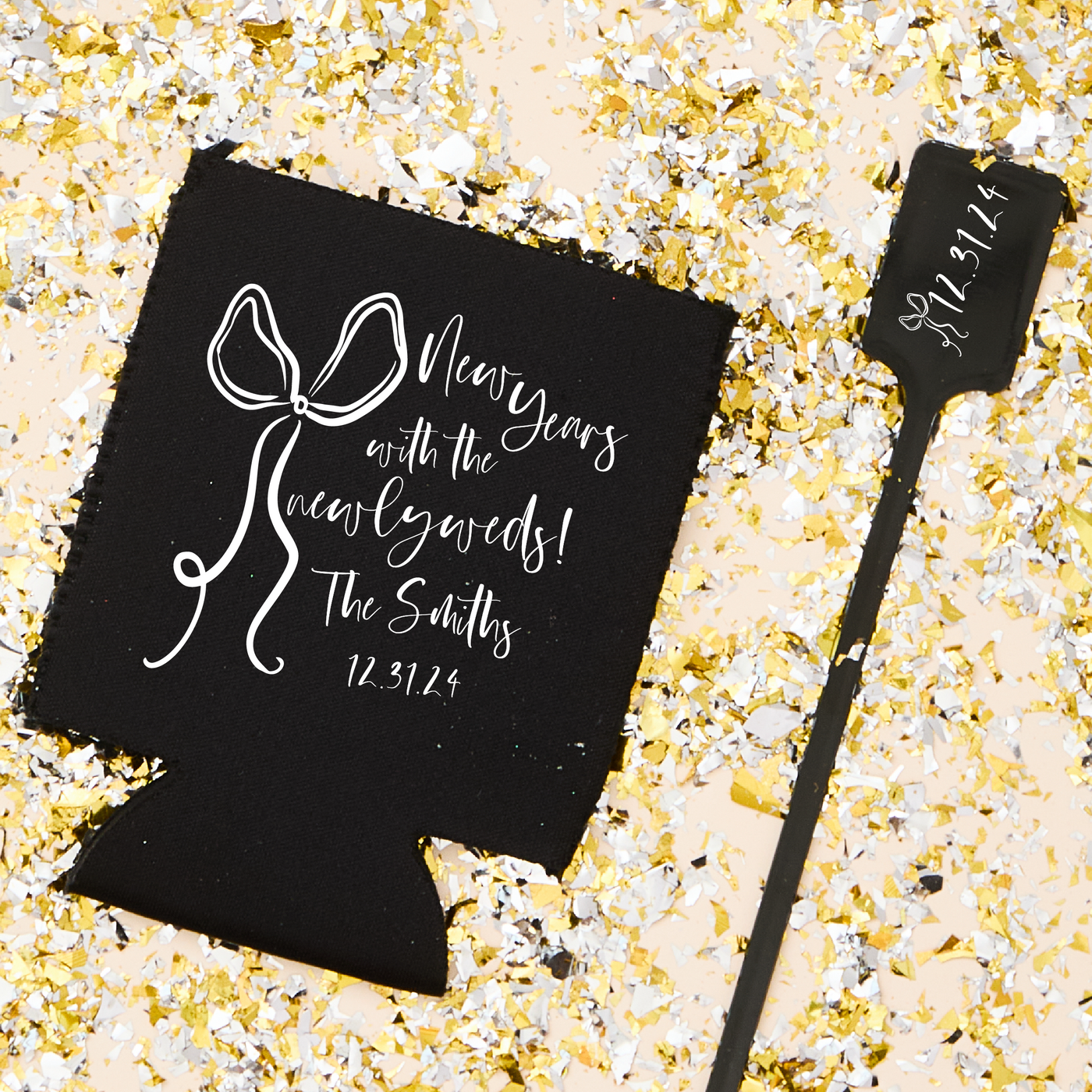 Bow New Year's Eve Wedding Stir Sticks