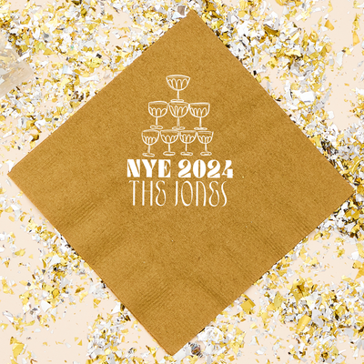 Champagne Tower New Year's Eve Wedding Napkins