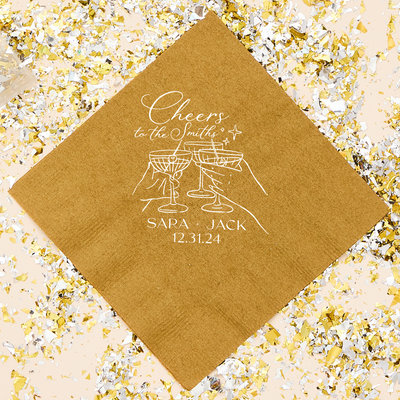 Cheers Champagne Glasses Toasting Wedding Napkin