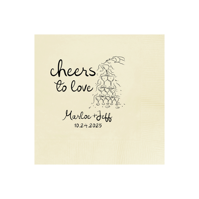 Cheers To Love Hand Drawn Wedding Napkin