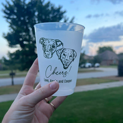 Cheers! Two Pet Pet Sketch Frosted Cups