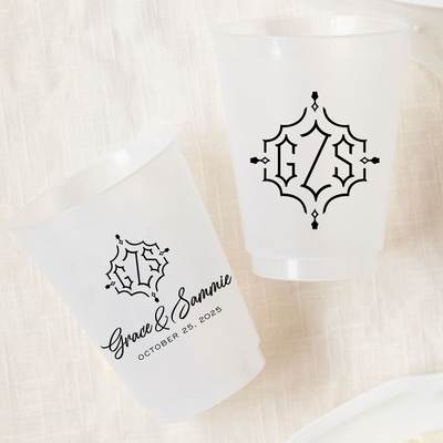 Chinoiserie Monogram Wedding Frosted Cups