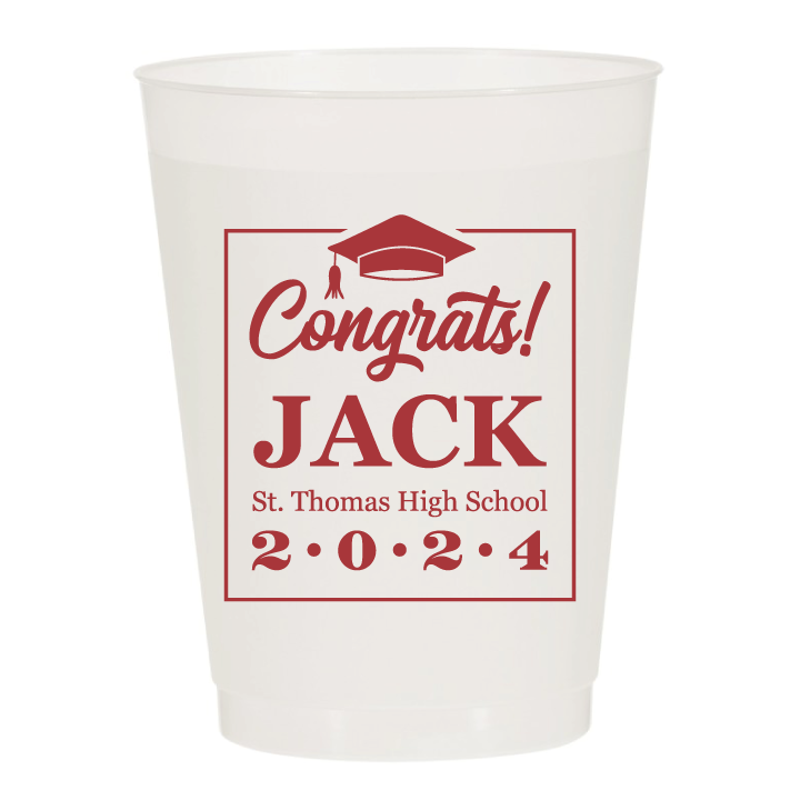 Grad Cap Congrats Graduation Party Frosted Cups