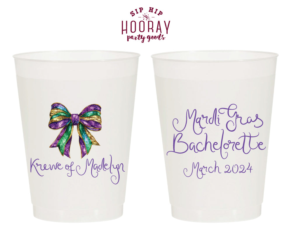 Mardi Gras Bachelorette Krewe Full Color Frosted Cups