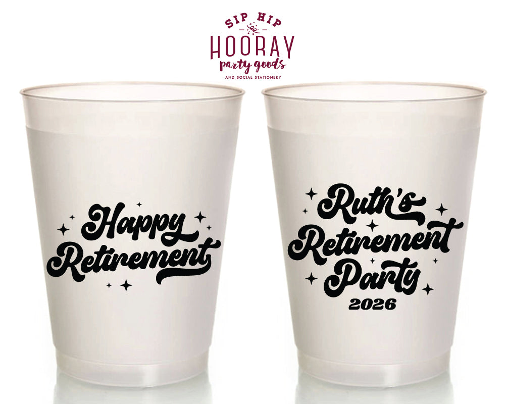 Groovy Retirement Party Custom Frosted Cups