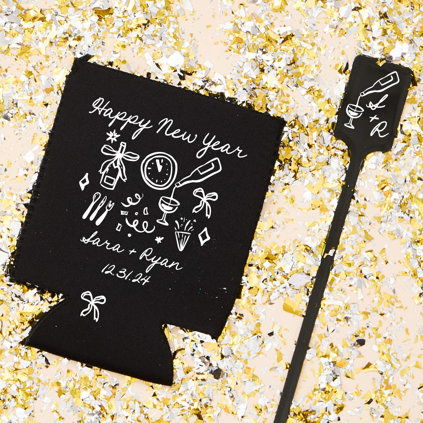 Hand Drawn Doodles New Year's Eve Icon Wedding Stir Sticks