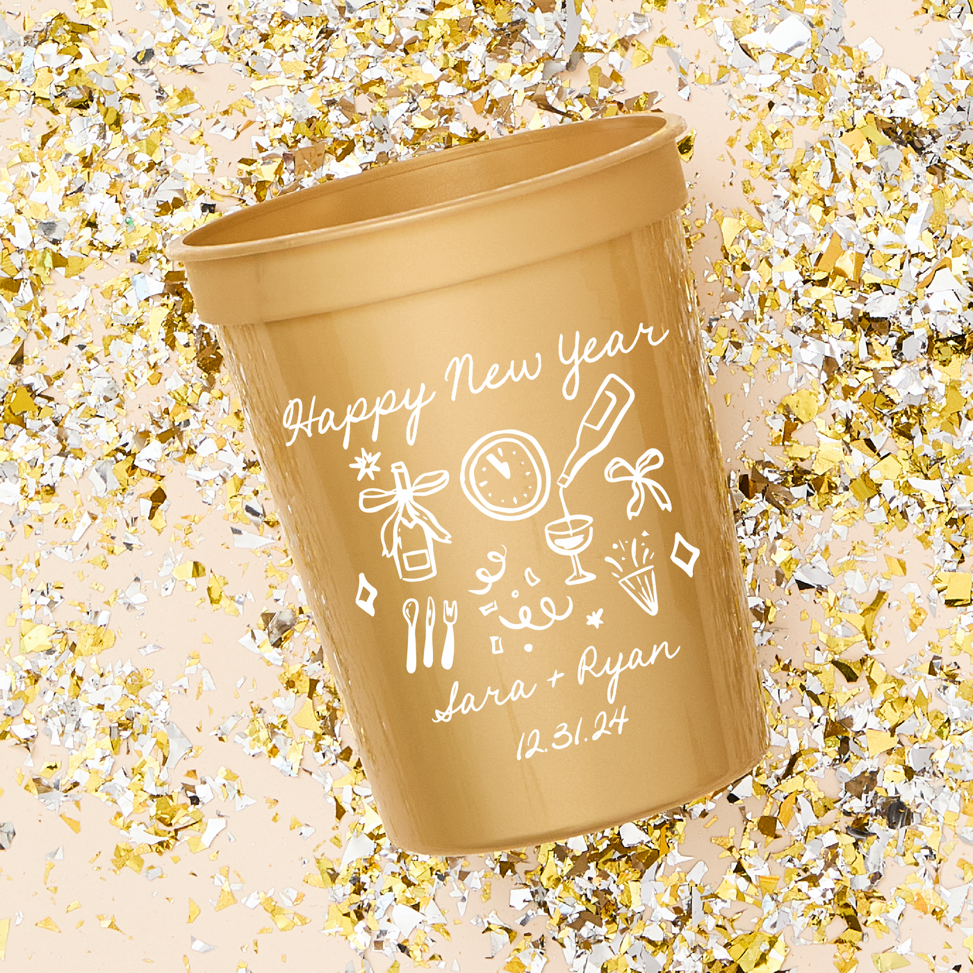 Hand Drawn Doodles New Year's Eve Icon Wedding Stadium Cup