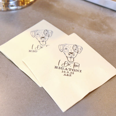 This Drinks on Me Pet Portrait Wedding Beverage Napkins