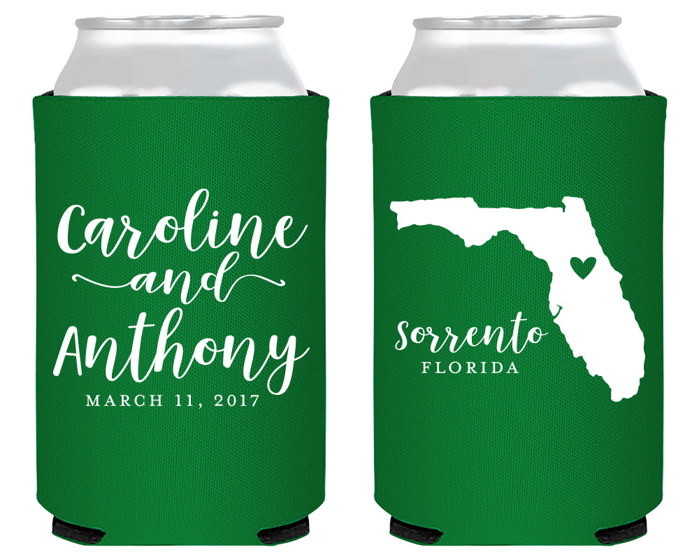 Any State Design and Last Name Wedding Can Cooler