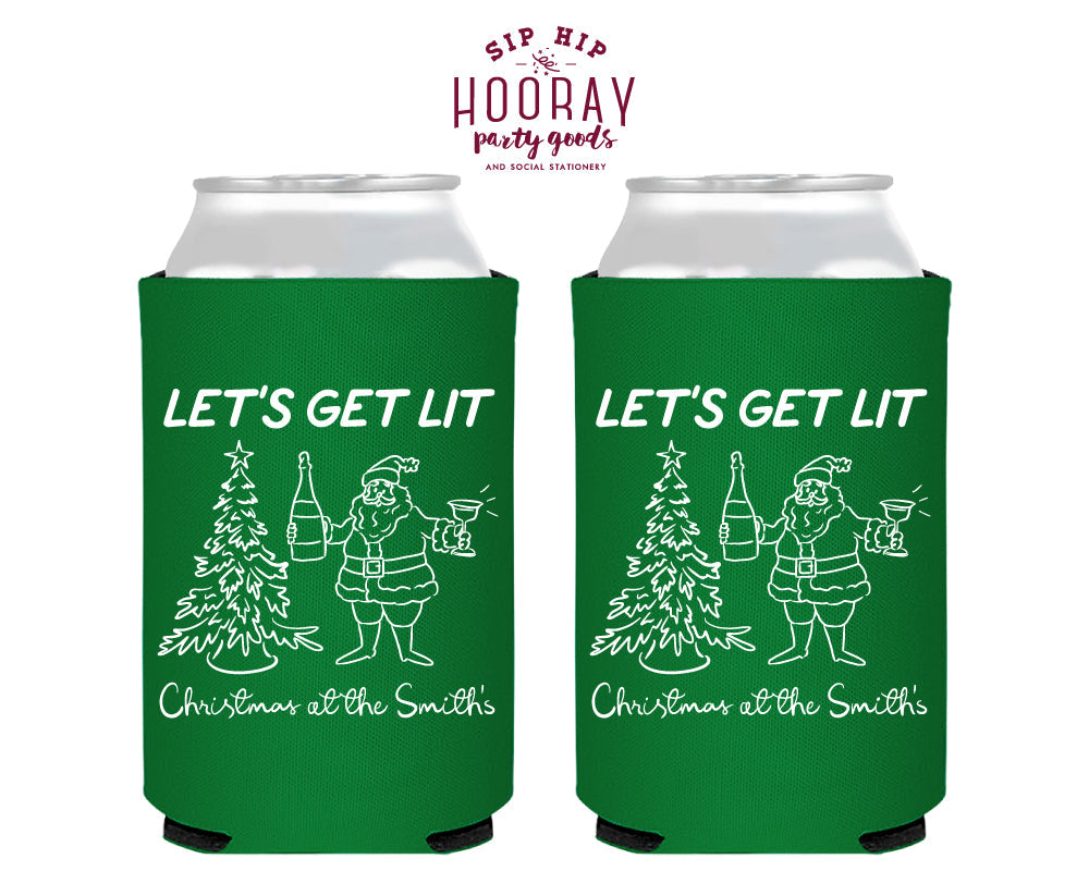 Let’s Get Lit Christmas Foam Can Coolers