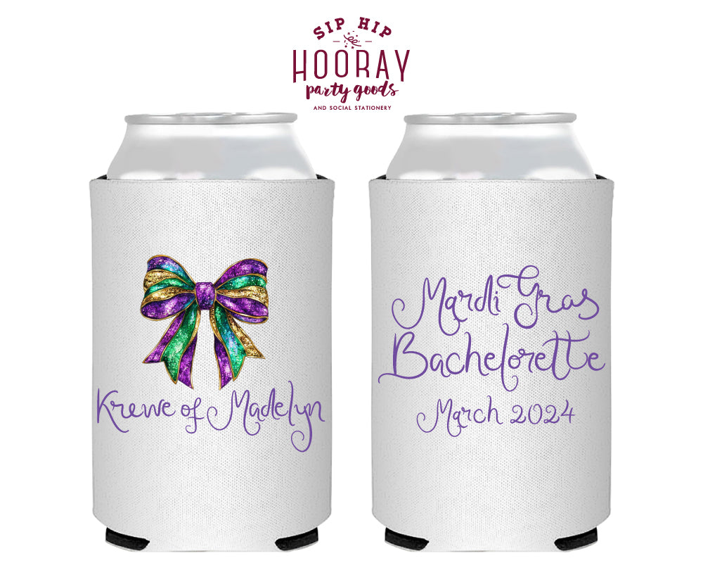 Mardi Gras Bachelorette Krewe Full Color Can Coolers