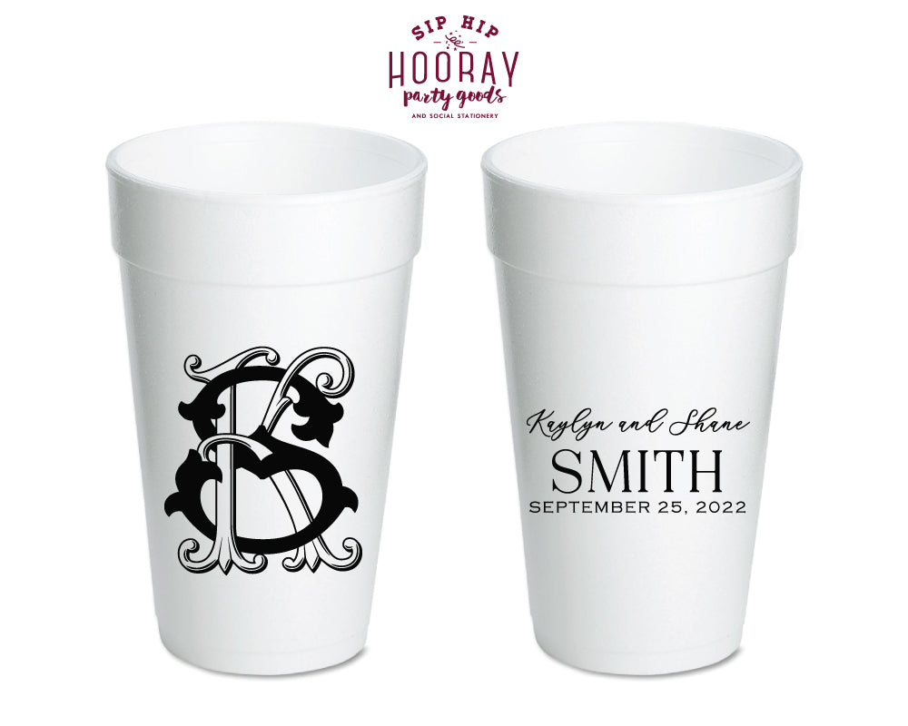 Last Name Formal Duogram Foam Cups, #3005