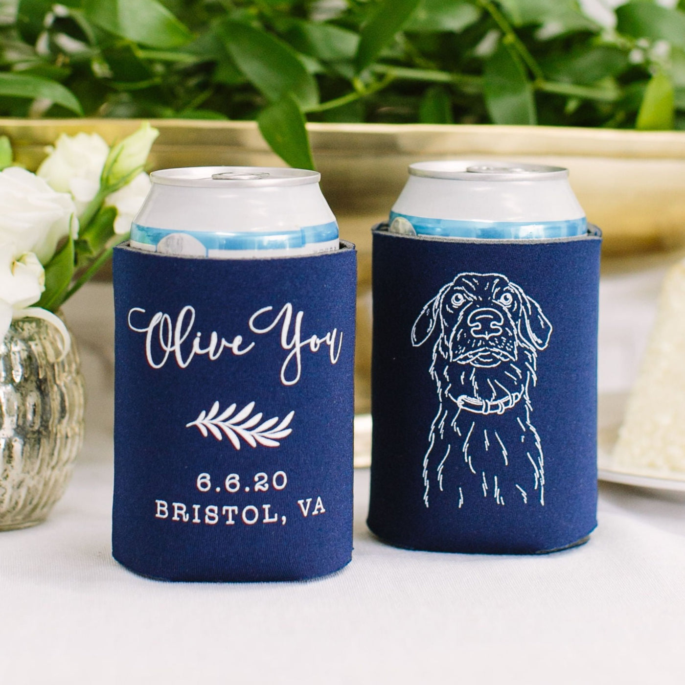 Custom Dog Drawing Neoprene Can Coolers