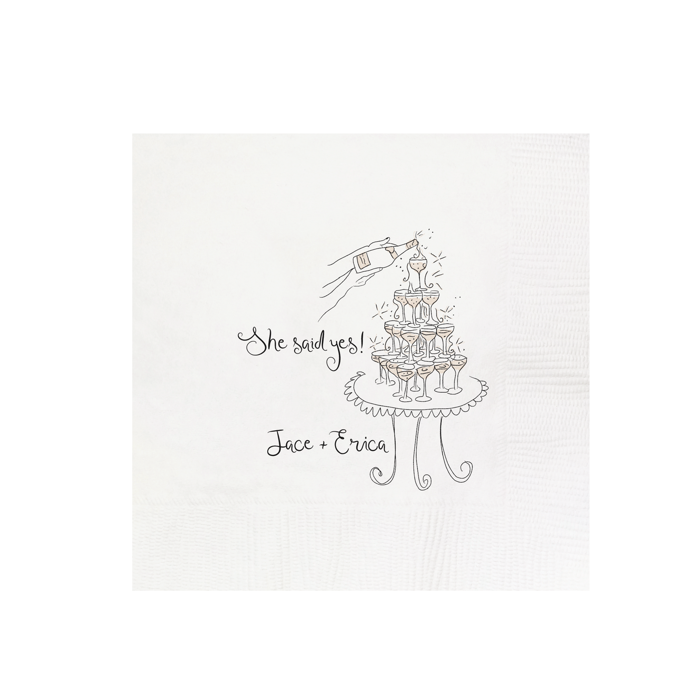 Silhouette Hand Drawn Wedding Napkin