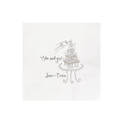 Silhouette Hand Drawn Wedding Napkin