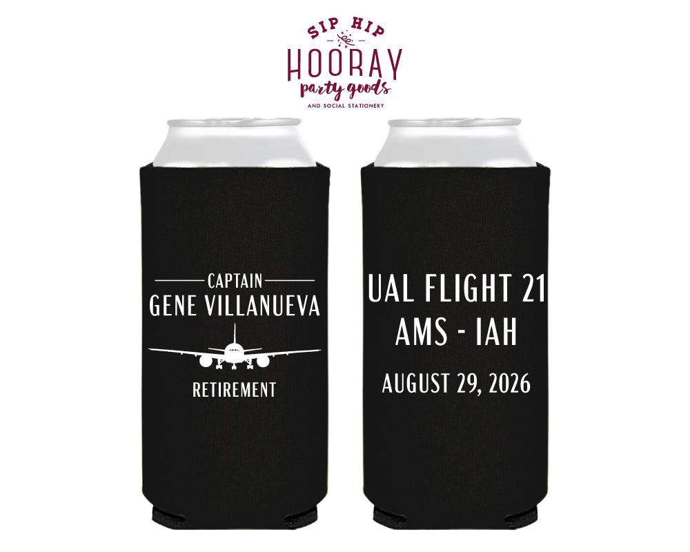 Custom Pilot Retirement Foam Slim Can Coolers