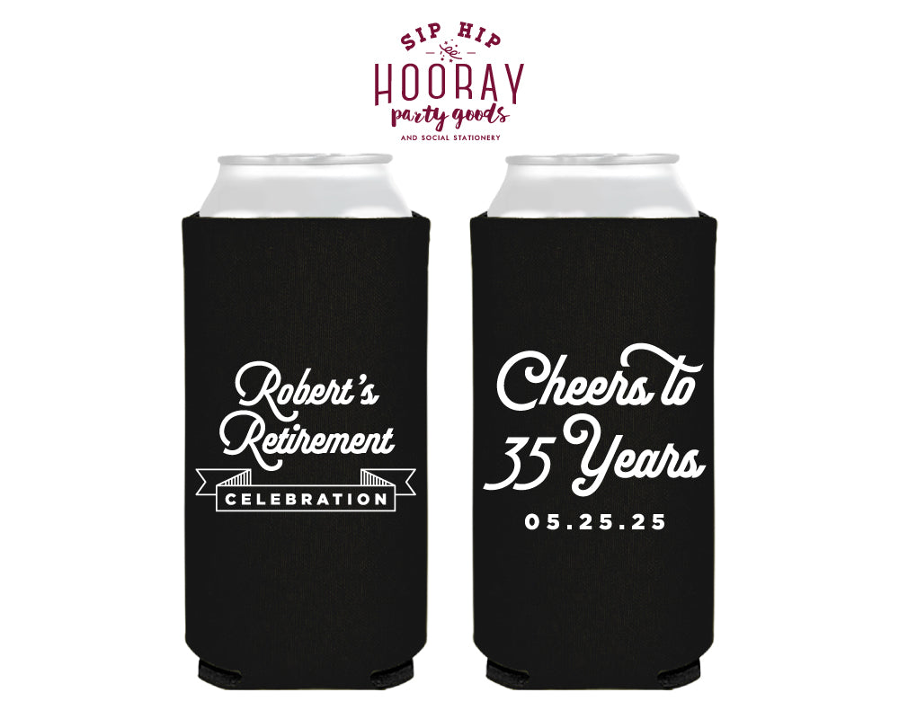 Retirement Celebration Custom Foam Slim Can Coolers