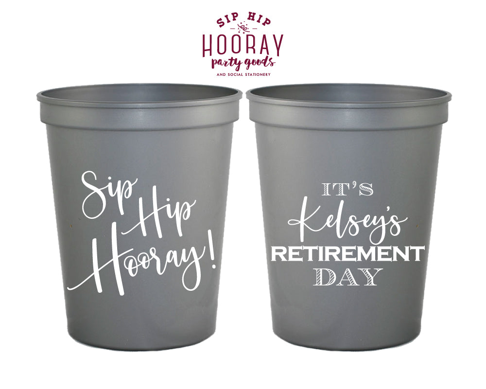 Custom Retirement Day Stadium Cups