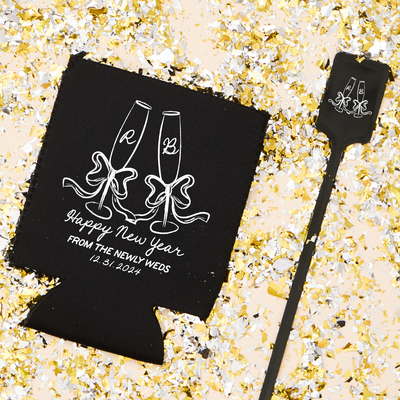 Toasting Champagne Bows New Year's Eve Wedding Stir Sticks