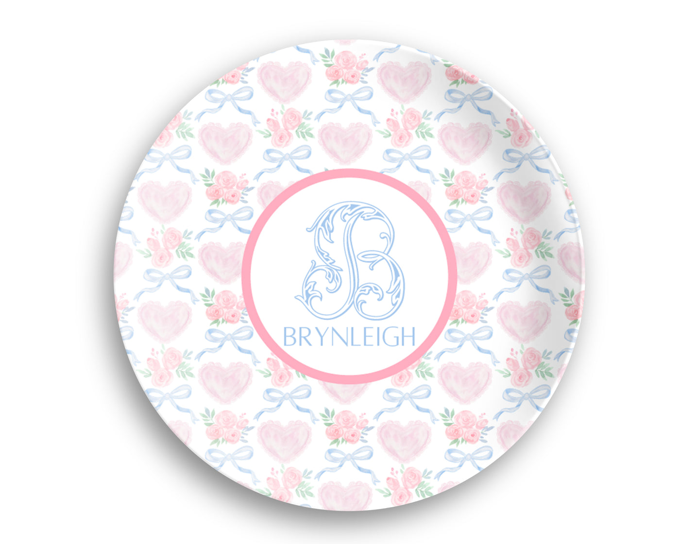 Watercolor Floral Bows Valentine's Day Plate