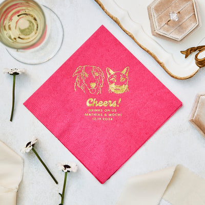 Cheers Pet Drawing Wedding Napkins