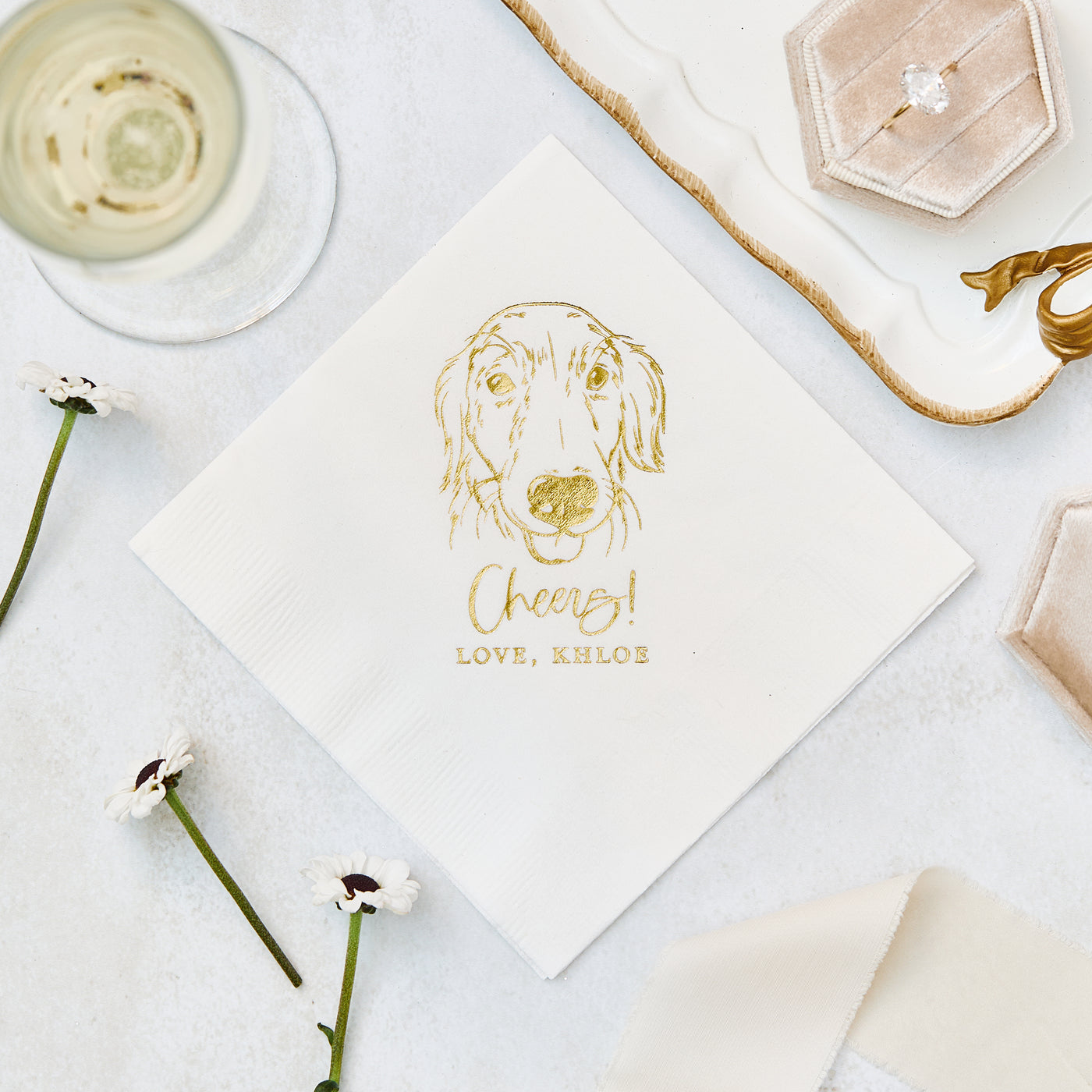 Cheers Pet Sketch Wedding Napkins