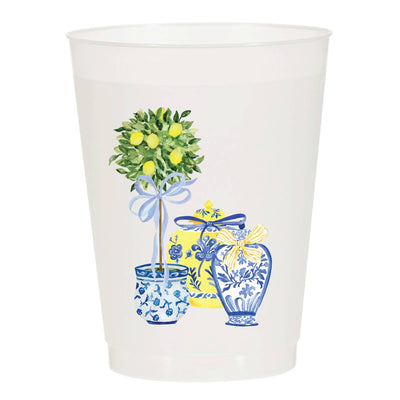 Lemon Chinoiserie Frosted Cups-Chinosierie