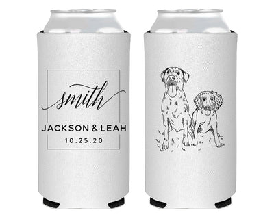 Hand-Drawn Pet Sketch Foam Slim Can Coolers  #2014