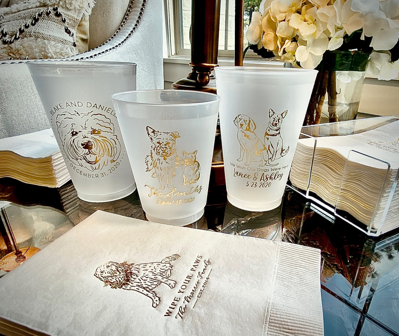 Pet Drawing Frosted Wedding Cups