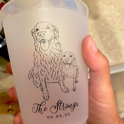 Pet Drawing Frosted Wedding Cups