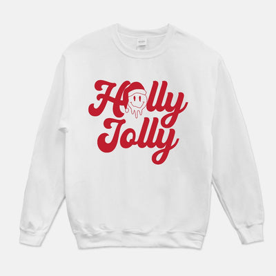 Holly Jolly Melting Smiley Christmas Unisex Crew Neck Sweatshirt