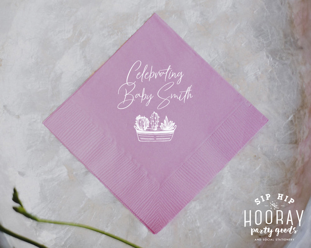 Cactus Baby Shower Cocktail Napkin