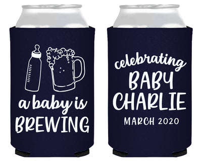 A Baby is Brewing Bottle and Beer Cheers Mug Foam Can Cooler