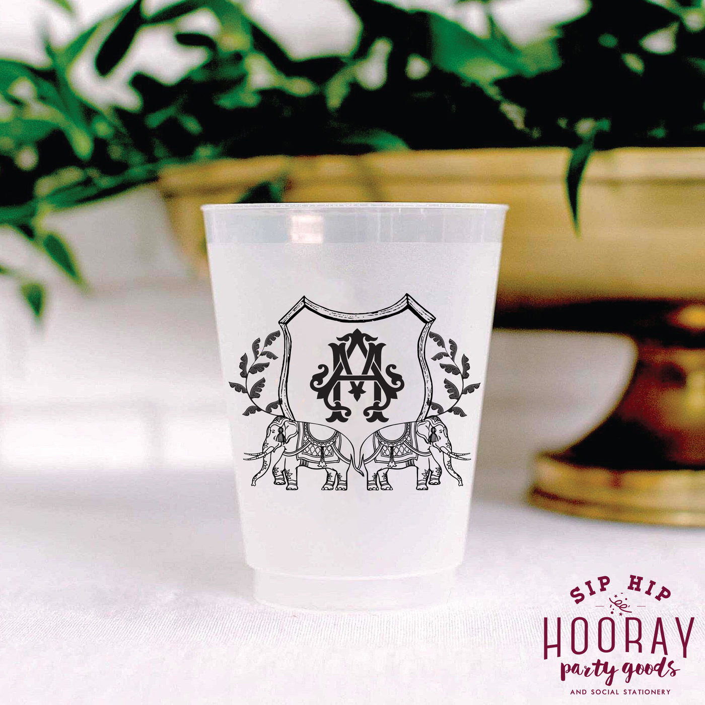 Nouveau Monogram Frosted Cups