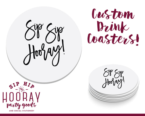 Sip, Sip, Hooray!. Handwritten Typography Black Color Text On