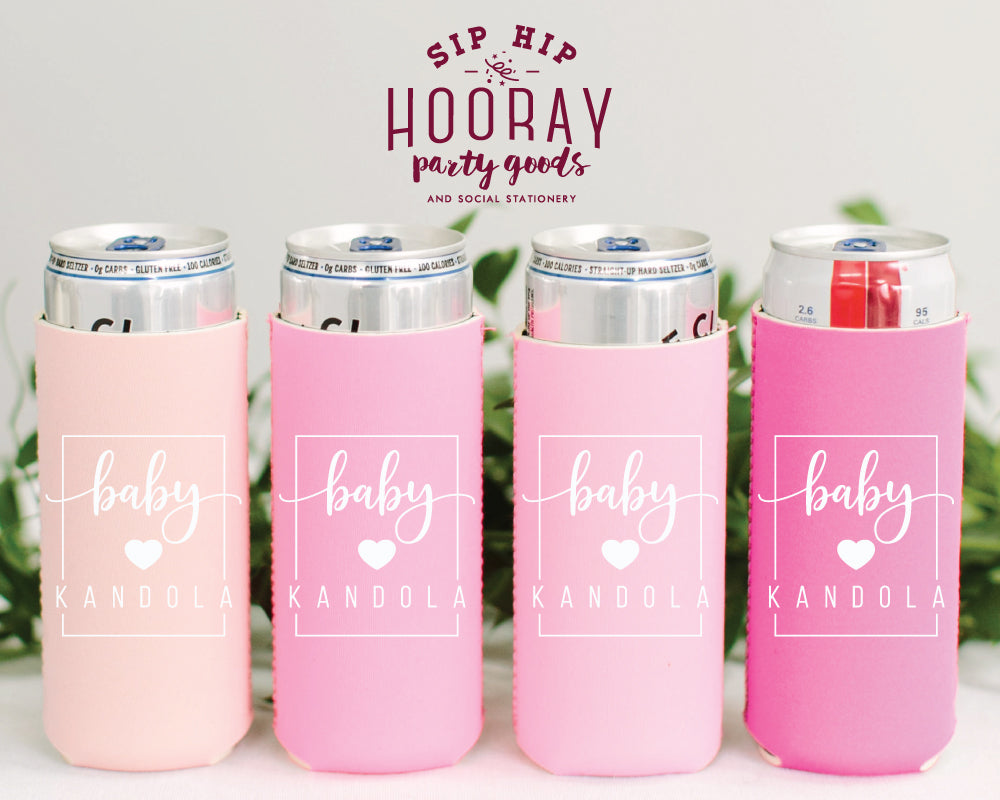Simple Baby Shower Square Modern Foam Can Cooler – SipHipHooray