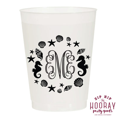 Nouveau Monogram Frosted Cups